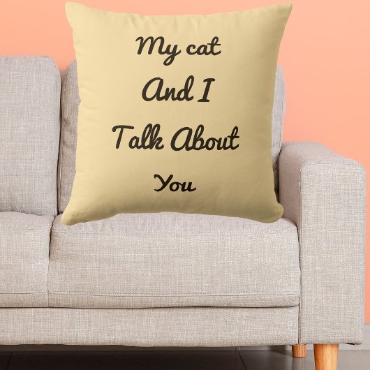 私の猫があなたについておもしろい話す引用文黒猫ベージュ クッション