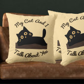 私の猫があなたについておもしろい話す引用文黒猫ベージュ クッション