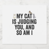 私の猫があなたを判断しているので、私もペットおもしろいである ビールラベル (シングルラベル)