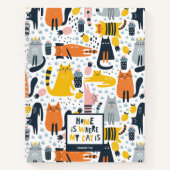 私の猫がいる場所は家 - 名前入りのオリジナルデザイン ノートブック (正面)