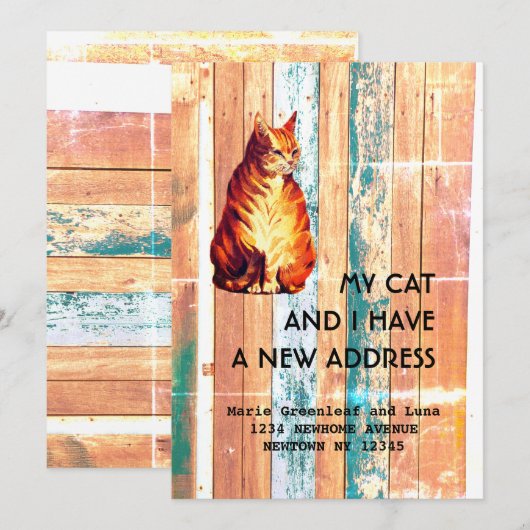 私の猫と引越しのお知らせ 案内状 (正面/裏面)