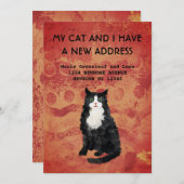 私の猫と新しい住まいへの引っ越しのお知らせ 案内状 (正面/裏面)