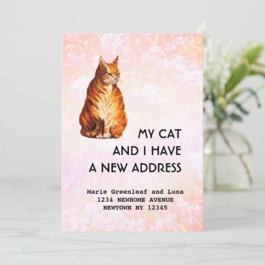 私の猫と新しい住まいへの引っ越しのお知らせ 案内状 (スタンド正面)