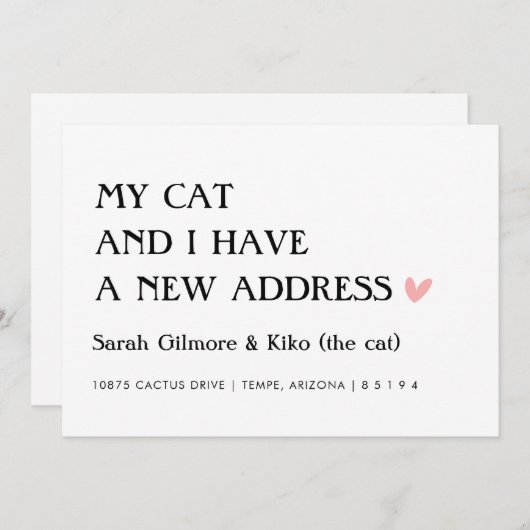私の猫と私は新しい住所を引っ越している 案内状 (正面/裏面)