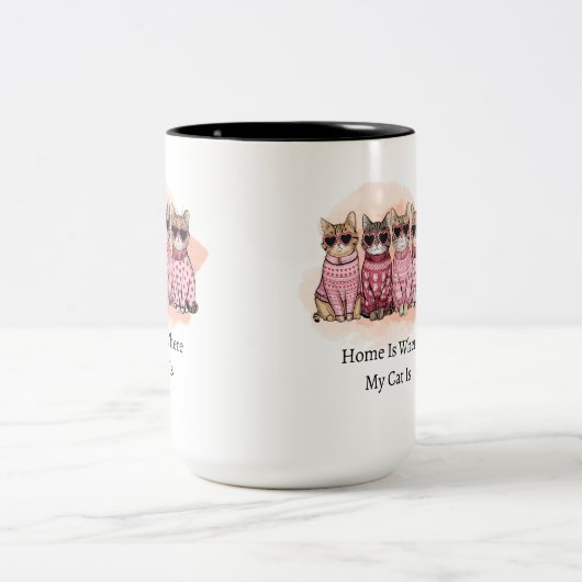私の猫の家はコーヒーマグだ ツートーンマグカップ (中央)