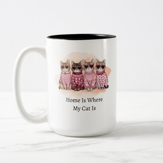 私の猫の家はコーヒーマグだ ツートーンマグカップ (左)