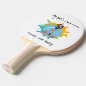 私の猫の忍者は私の保アスレックの忙し猫を動かす 卓球ラケット (正面アングル)