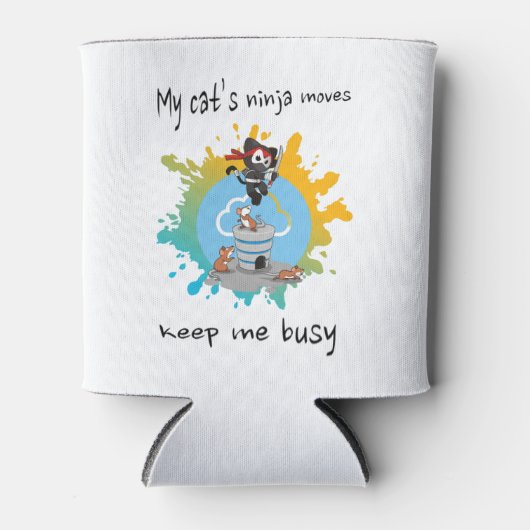 私の猫の忍者は私の保アスレックの忙し猫を動かす 缶クーラー (正面)