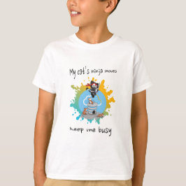 私の猫の忍者は私の保アスレックの忙し猫を動かす Tシャツ