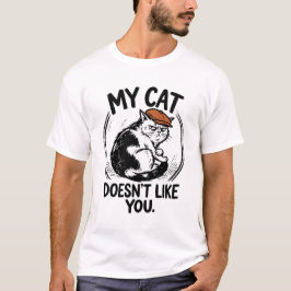 私の猫はあなたが嫌い 平帽子をかぶった猫 Tシャツ