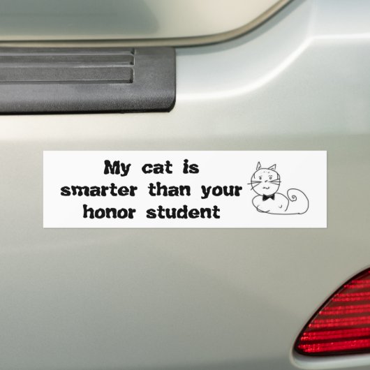 私の猫はあなたの名誉より頭が切れるです バンパーステッカー (車上)