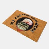 私の猫はあなたはここで猫の犬のドアを知っている ドアマット (アングル)