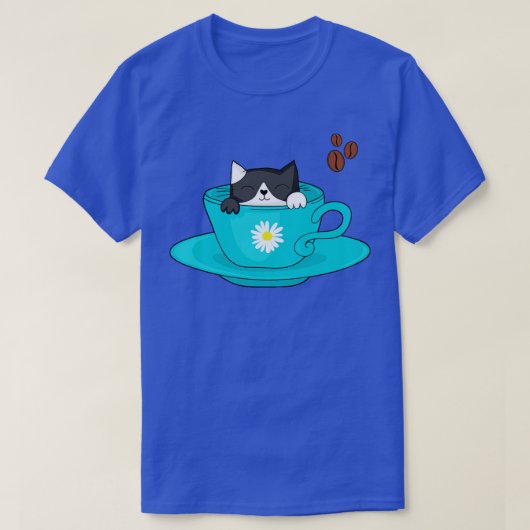 私の猫はコーヒーが大好き私の猫はコーヒーを飲む Tシャツ (デザイン正面)