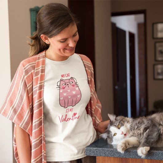 私の猫はバレンタインおもしろいのかわいいバレンタイン Tシャツ