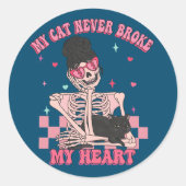 私の猫はバレンタインのハートを壊したことがない ラウンドシール (正面)