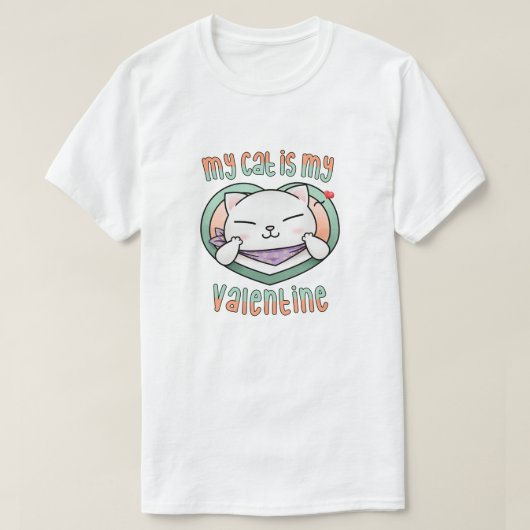 私の猫はバレンタインの白猫 Tシャツ (デザイン正面)