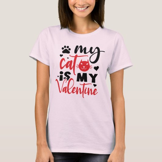 私の猫はバレンタインのTシャツ Tシャツ (正面)