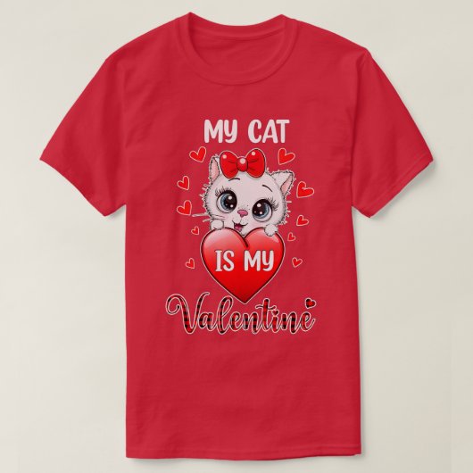 私の猫はバレンタインデーのハートバレンティン Tシャツ (デザイン正面)