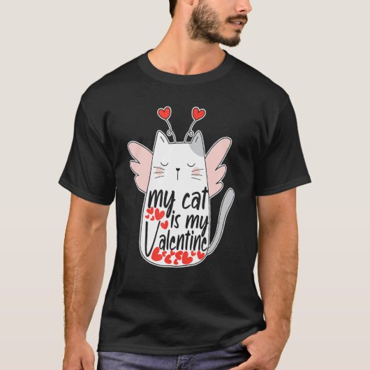 私の猫はバレンタインデーの恋人 可愛い猫ちゃん ガール Tシャツ (正面)
