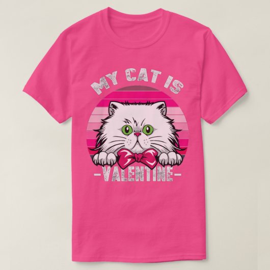 私の猫はバレンタインデー Tシャツ (デザイン正面)