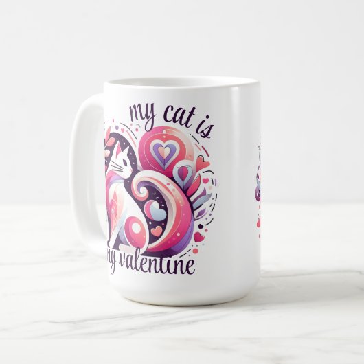 私の猫はバレンタイン コーヒーマグカップ (正面左)