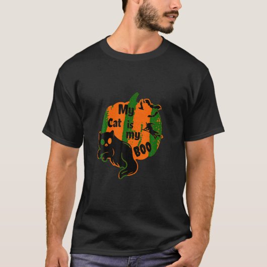 私の猫はブーブブラック幽霊猫カボチャ不気味ハ Tシャツ (正面)