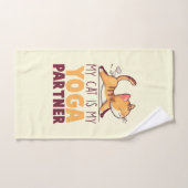 私の猫はヨガのパートナーで、ストレッチ猫 バスタオルセット (ハンドタオル)