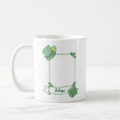 私の猫は写真と私の幸運な魅力の緑のフレーム コーヒーマグカップ (左)