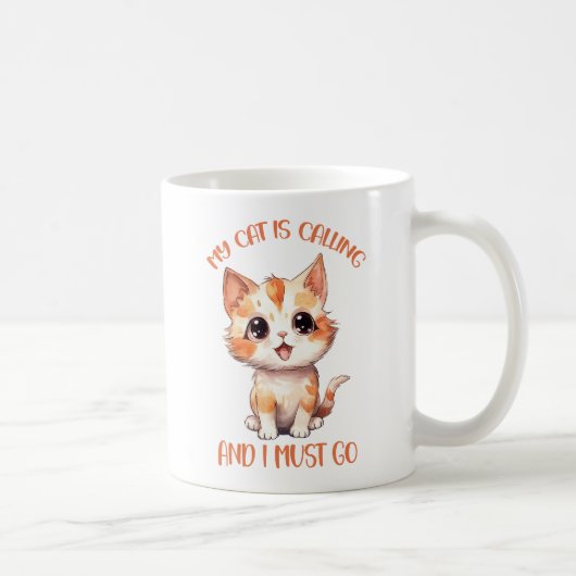 私の猫は可愛いオレンジ色の猫を呼んでいる コーヒーマグカップ (右)