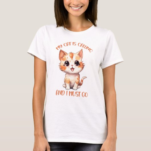 私の猫は可愛いオレンジ色の猫を呼んでいる Tシャツ (正面)