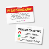 私の猫は家に一人の緊急カー連絡ド バッジ (表裏)
