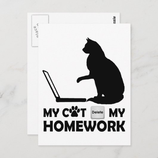 私の猫は宿題を消した ポストカード (正面/裏面)