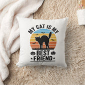 私の猫は最高の友達 ヴィンテージ猫Tシャツデザイン クッション (ブランケット)