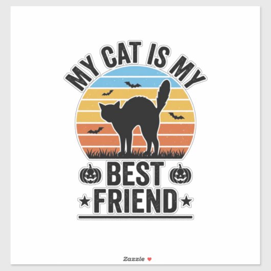 私の猫は最高の友達 ヴィンテージ猫Tシャツデザイン シール (シート)
