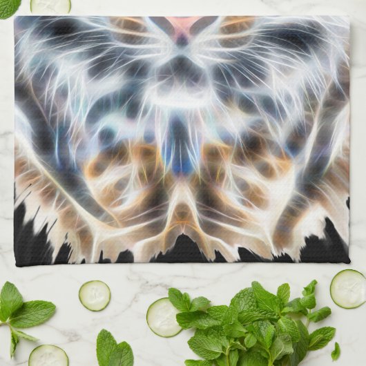 私の猫は演技アップタイガーの顔のエネルギー キッチンタオル (折り畳み)