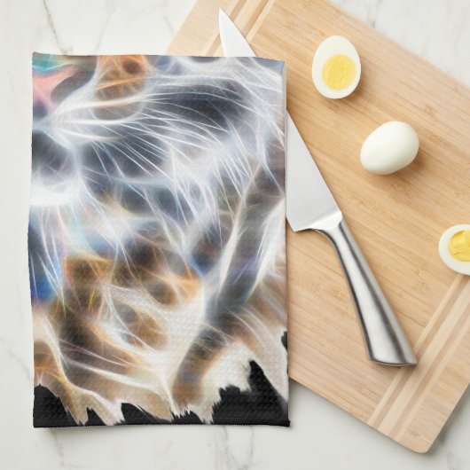 私の猫は演技アップタイガーの顔のエネルギー キッチンタオル (四つ折り)