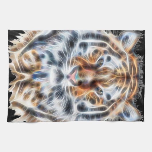 私の猫は演技アップタイガーの顔のエネルギー キッチンタオル (横)