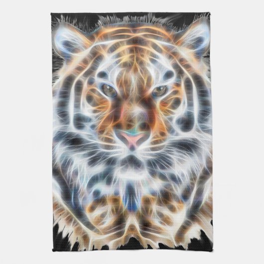私の猫は演技アップタイガーの顔のエネルギー キッチンタオル (縦)