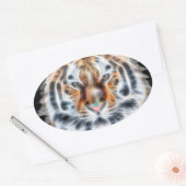 私の猫は演技アップタイガーの顔のエネルギー 楕円形シール (封筒)