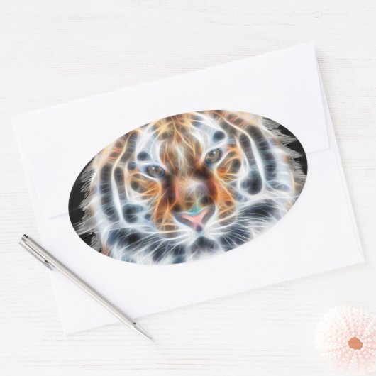 私の猫は演技アップタイガーの顔のエネルギー 楕円形シール (封筒)