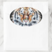 私の猫は演技アップタイガーの顔のエネルギー 楕円形シール (バッグ)