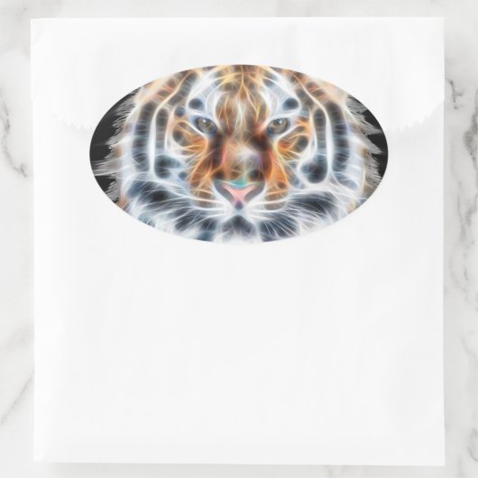 私の猫は演技アップタイガーの顔のエネルギー 楕円形シール (バッグ)