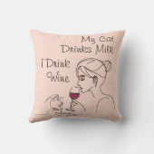 私の猫は牛乳を飲むワインを飲む クッション (裏面)