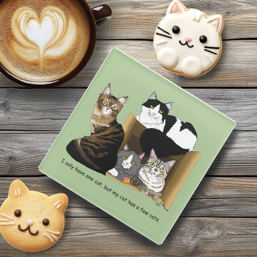 私の猫は猫を飼っている ガラスコースター