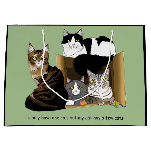 私の猫は猫を飼っている ラージペーパーバッグ (正面)