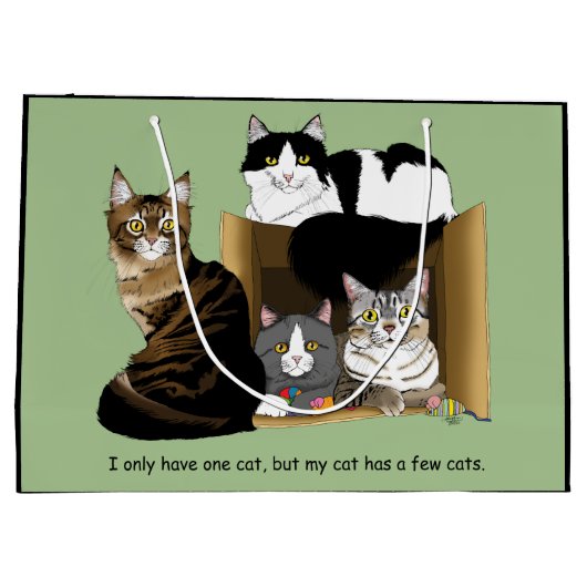 私の猫は猫を飼っている ラージペーパーバッグ (裏面)