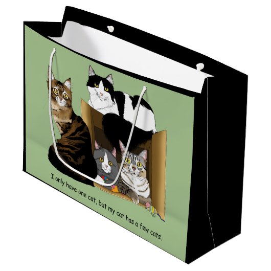 私の猫は猫を飼っている ラージペーパーバッグ (正面アングル)