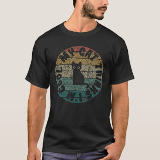 私の猫は私がかっこいいと思っている レトロTシャツ 猫ママ キティ ファン Tシャツ