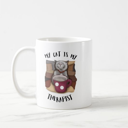 私の猫は私のセラピスト。コーヒーキャット コーヒーマグカップ (左)
