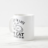 私の猫は私の上に座っていた コーヒーマグカップ (正面左)